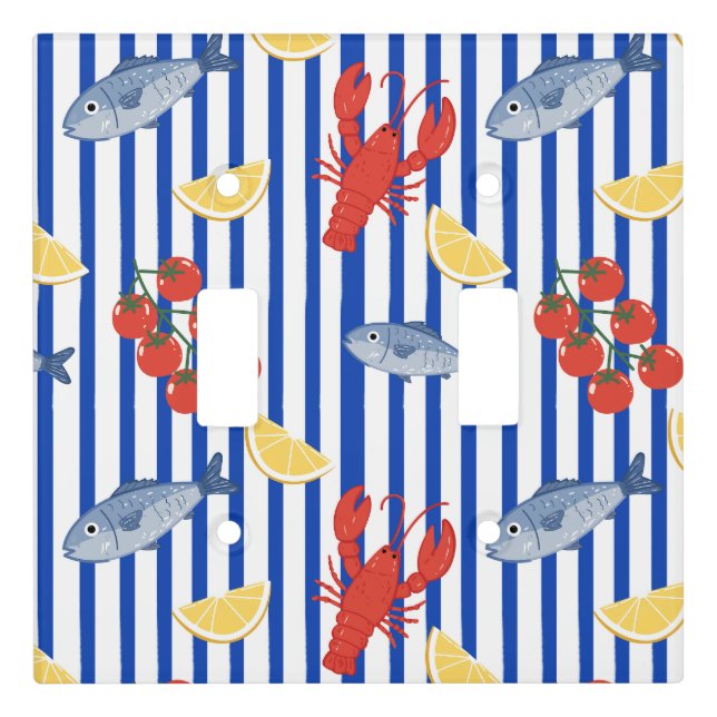 Mediterranean Seafood Market Pattern (2) Light Switch Cover (Front)