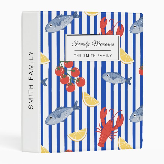 Mediterranean Seafood Market Pattern (2) Mini Binder (Front/Spine)