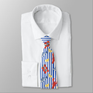 Mediterranean Seafood Market Pattern (2) Neck Tie