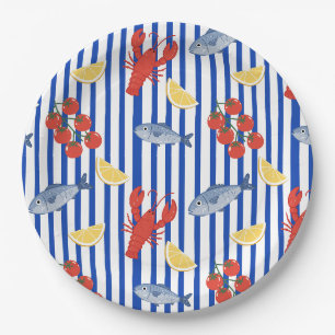 Mediterranean Seafood Market Pattern (2) Paper Plates