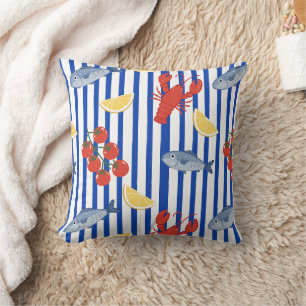 Mediterranean Seafood Market Pattern (2) Throw Pillow