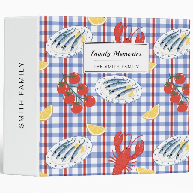 Mediterranean Seafood Market Pattern (3) 3 Ring Binder (Front/Spine)