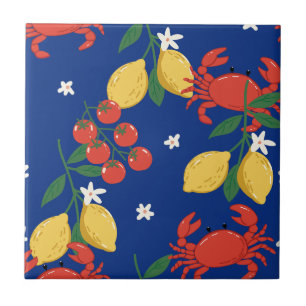 Mediterranean Seafood Market Pattern (3) Ceramic Tile