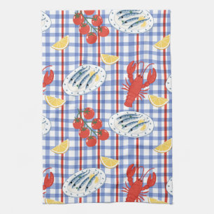 Mediterranean Seafood Market Pattern (3) Kitchen Towel