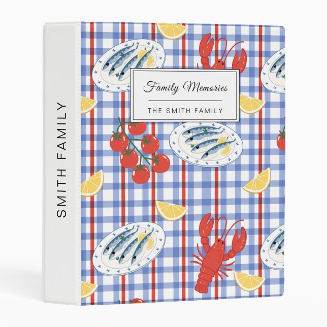 Mediterranean Seafood Market Pattern (3) Mini Binder (Front/Spine)