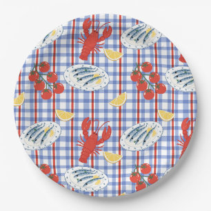 Mediterranean Seafood Market Pattern (3) Paper Plates