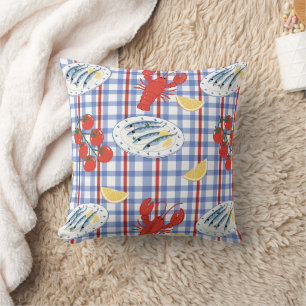 Mediterranean Seafood Market Pattern (3) Throw Pillow