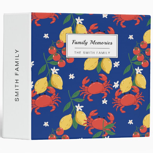 Mediterranean Seafood Market Pattern (4) 3 Ring Binder (Front/Spine)
