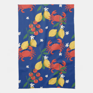 Mediterranean Seafood Market Pattern (4) Kitchen Towel