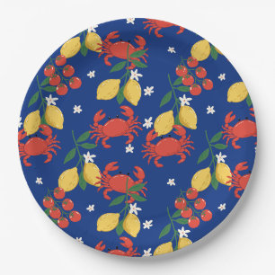 Mediterranean Seafood Market Pattern (4) Paper Plates