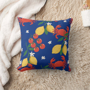 Mediterranean Seafood Market Pattern (4) Throw Pillow