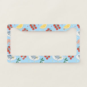 Mediterranean Seafood Market Pattern (5) License Plate Frame