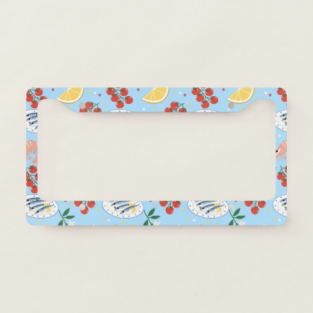 Mediterranean Seafood Market Pattern (5) License Plate Frame (Front)
