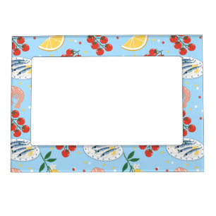 Mediterranean Seafood Market Pattern (5) Magnetic Frame