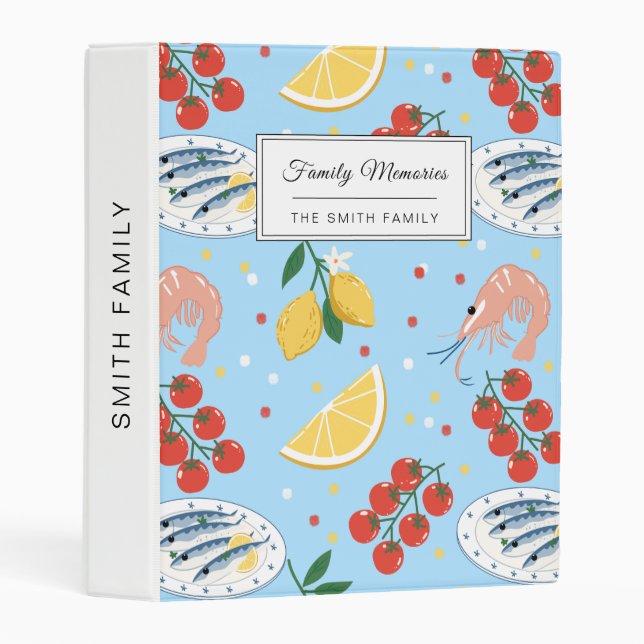 Mediterranean Seafood Market Pattern (5) Mini Binder (Front/Spine)