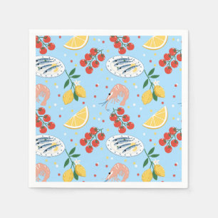 Mediterranean Seafood Market Pattern (5) Napkins