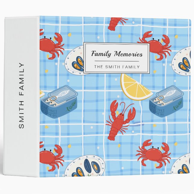 Mediterranean Seafood Market Pattern (6) 3 Ring Binder (Front/Spine)