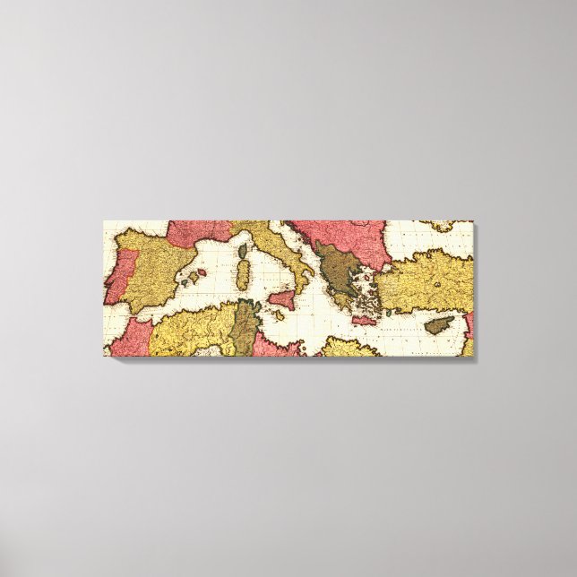 Mediterranean SeaPanoramic Map Canvas Print (Front)