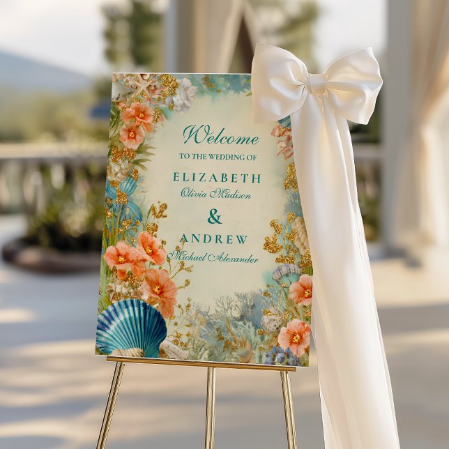 Mediterranean Seashell Elegance Wedding Foam Board (Creator Uploaded)