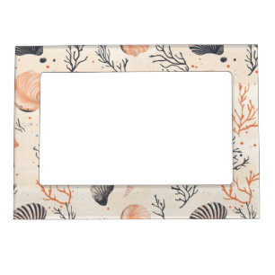 Mediterranean Seashell Starfish Coral Sand Magnetic Frame