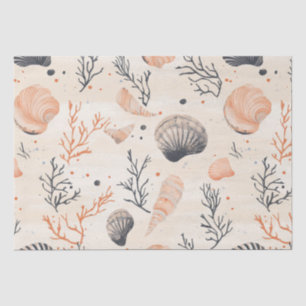 Mediterranean Seashell Starfish Coral Sand Tissue Paper