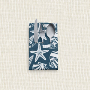 Mediterranean Seashell Toile Deep Aegean Blue Cloth Napkin