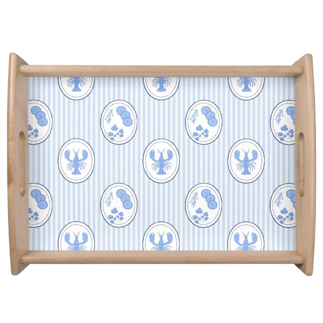 Mediterranean Seaside Lobster Aegean Azulejo Serving Tray (Front)