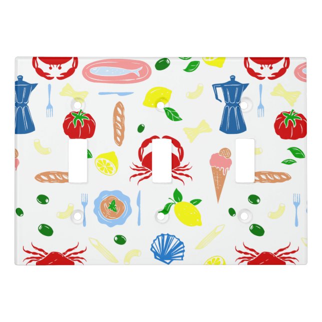 mediterranean seaside picnic seafood crab light switch cover (Front)