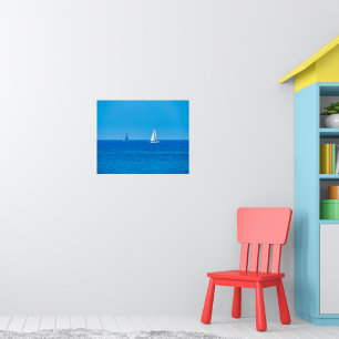 Mediterranean Serenity: Sailboats on the Horizon Poster