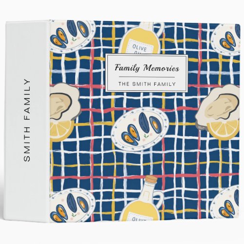 Mediterranean Shellfish and Olive Oil Pattern 3 Ring Binder