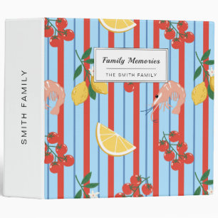 Mediterranean Shrimp and Citrus Pattern 3 Ring Binder