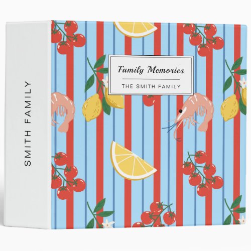 Mediterranean Shrimp and Citrus Pattern 3 Ring Binder