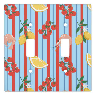 Mediterranean Shrimp and Citrus Pattern Light Switch Cover