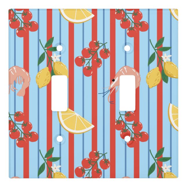 Mediterranean Shrimp and Citrus Pattern Light Switch Cover (Front)
