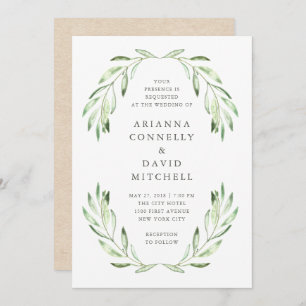 Mediterranean Simplicity Olive Branch Wedding Invitation