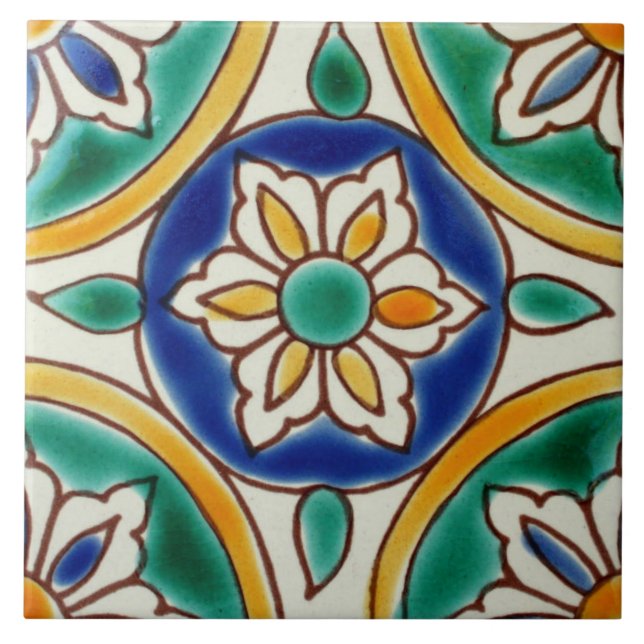 Mediterranean Spanish Flower Ceramic Photo Tile (Front)