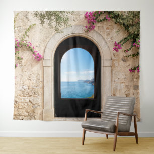 Mediterranean Stone Arch Ocean Wedding Backdrop