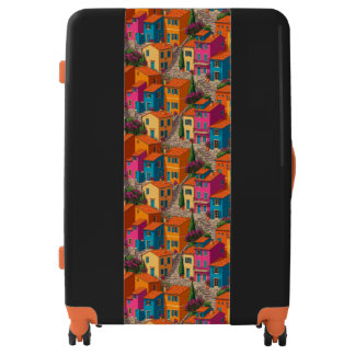 Mediterranean Streets — Colorful Houses Pattern Luggage