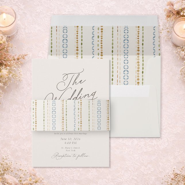 Mediterranean Stripe Wedding Invitation Belly Band (Creator Uploaded)