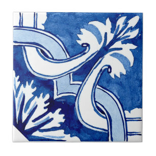 Mediterranean style Azur flower blue big pattern Ceramic Tile