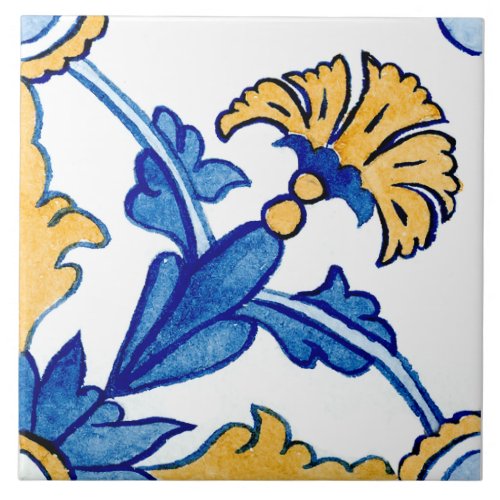 Mediterranean style Azur yellow blue big pattern Ceramic Tile