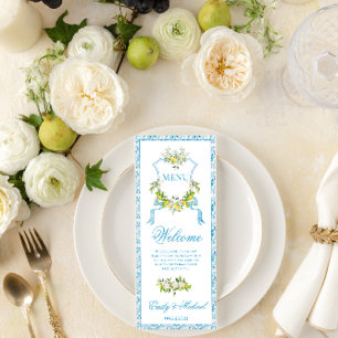 Mediterranean Style Crest Wedding Flat Menu