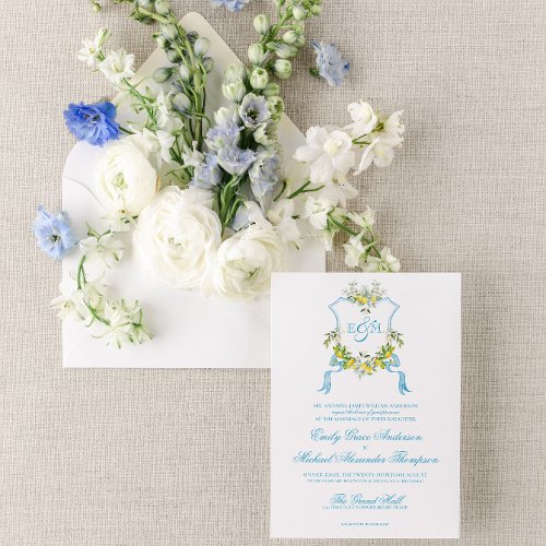 Mediterranean Style Crest Wedding Invitation