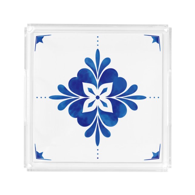 Mediterranean Style Floral Acrylic Tray (Front)