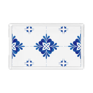 Mediterranean Style Floral  Acrylic Tray
