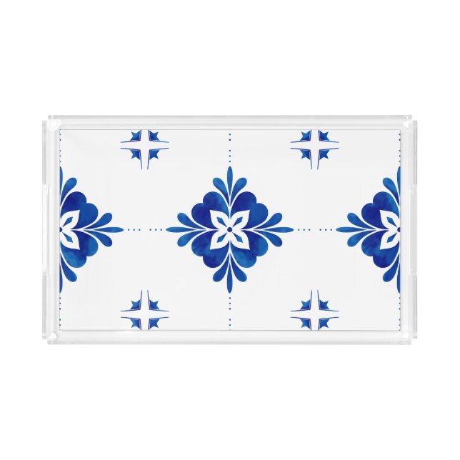 Mediterranean Style Floral  Acrylic Tray (Front)