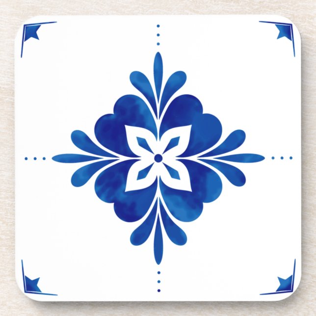 Mediterranean Style Floral  Beverage Coaster (Front)