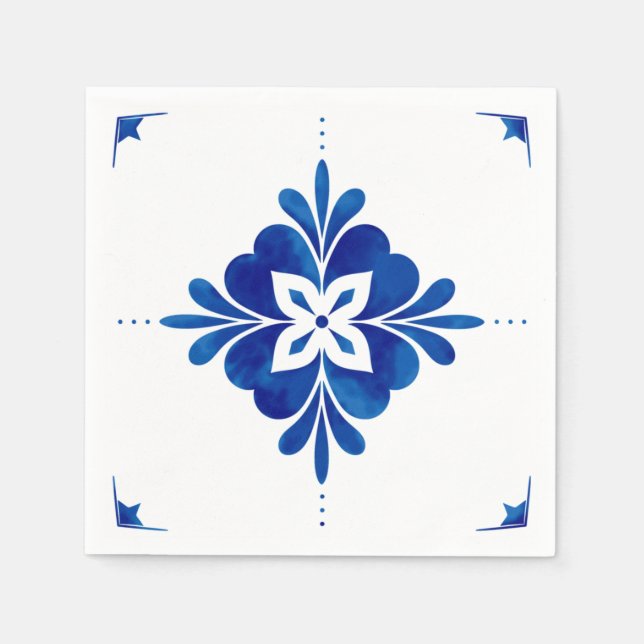Mediterranean Style Floral  Napkins (Front)