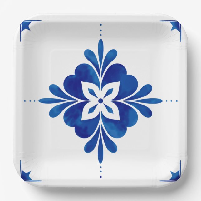 Mediterranean Style Floral Paper Plates (Front)