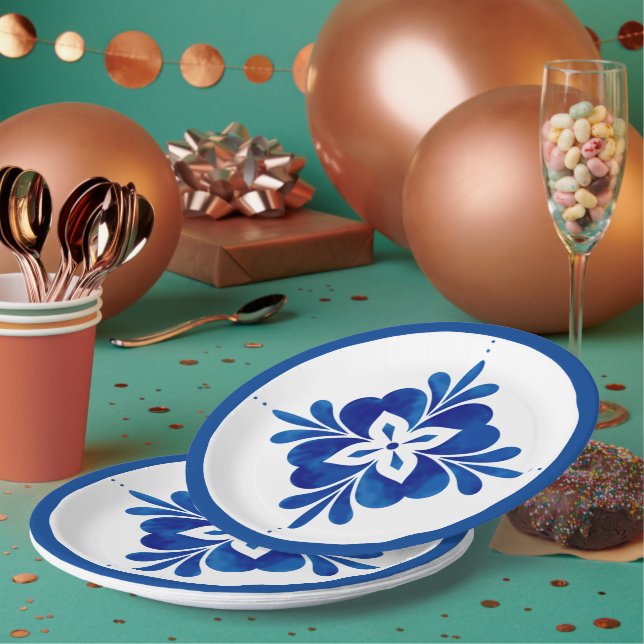 Mediterranean Style Floral  Paper Plates (Multi)